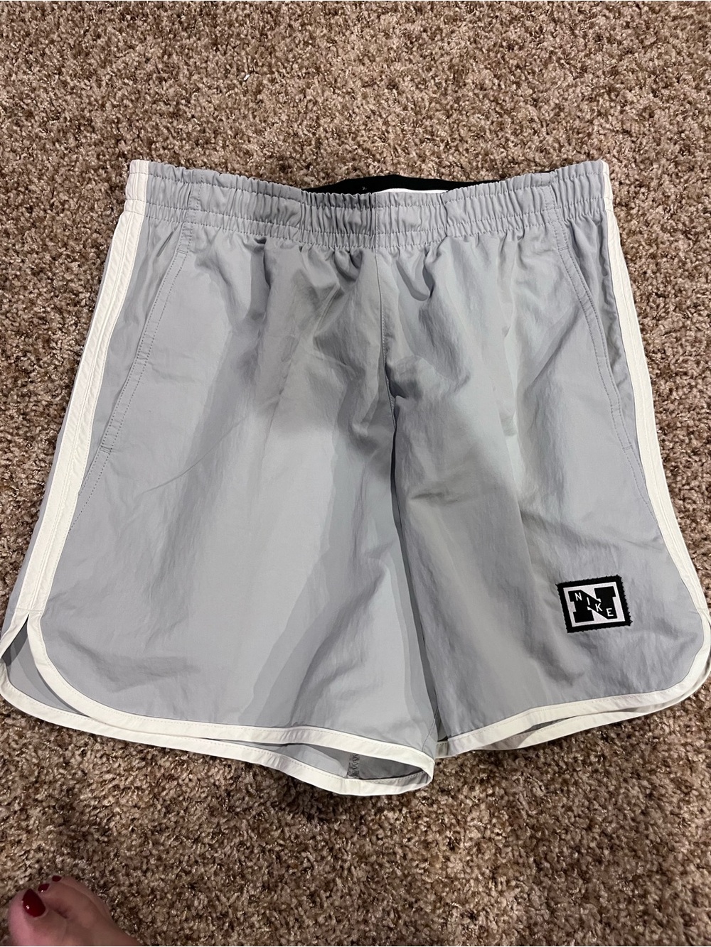 Nike Men's Light Gray Athletic Shorts with White Trim